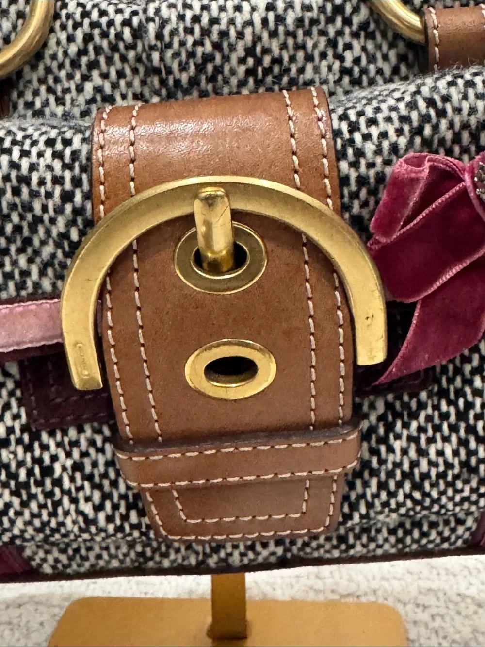 Rare vintage Y2K Coach Soho Tweed and Suede Satchel
